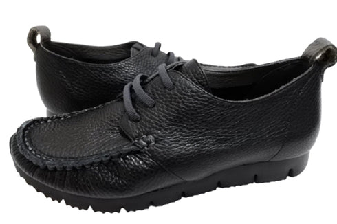【arui_toe 3955BL ブラック】本革コンフォートモカシンデッキシューズ